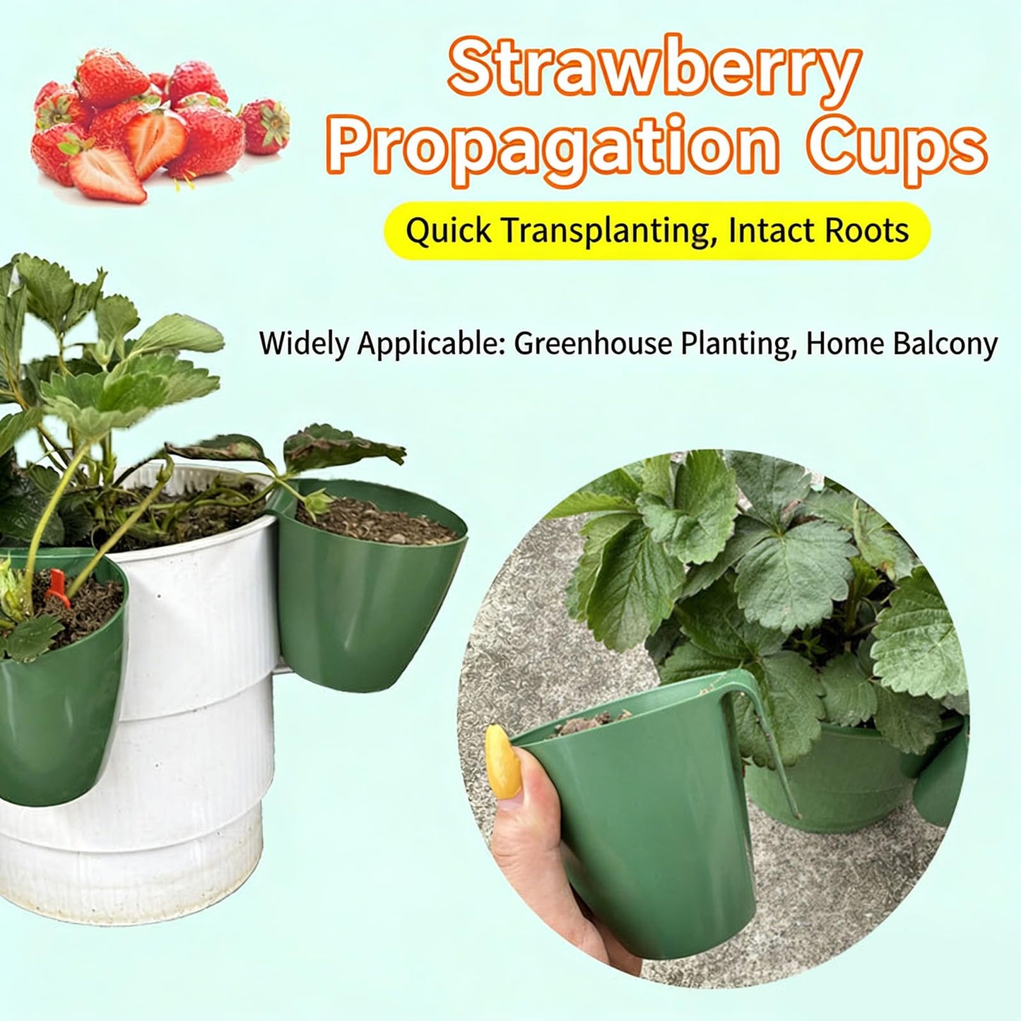 Strawberry Propagation Cups with Runner Forks Breathable Nursery Pots for Root Rot, Food Grade Greenhouse Seedling Cups for Balcony and Garden