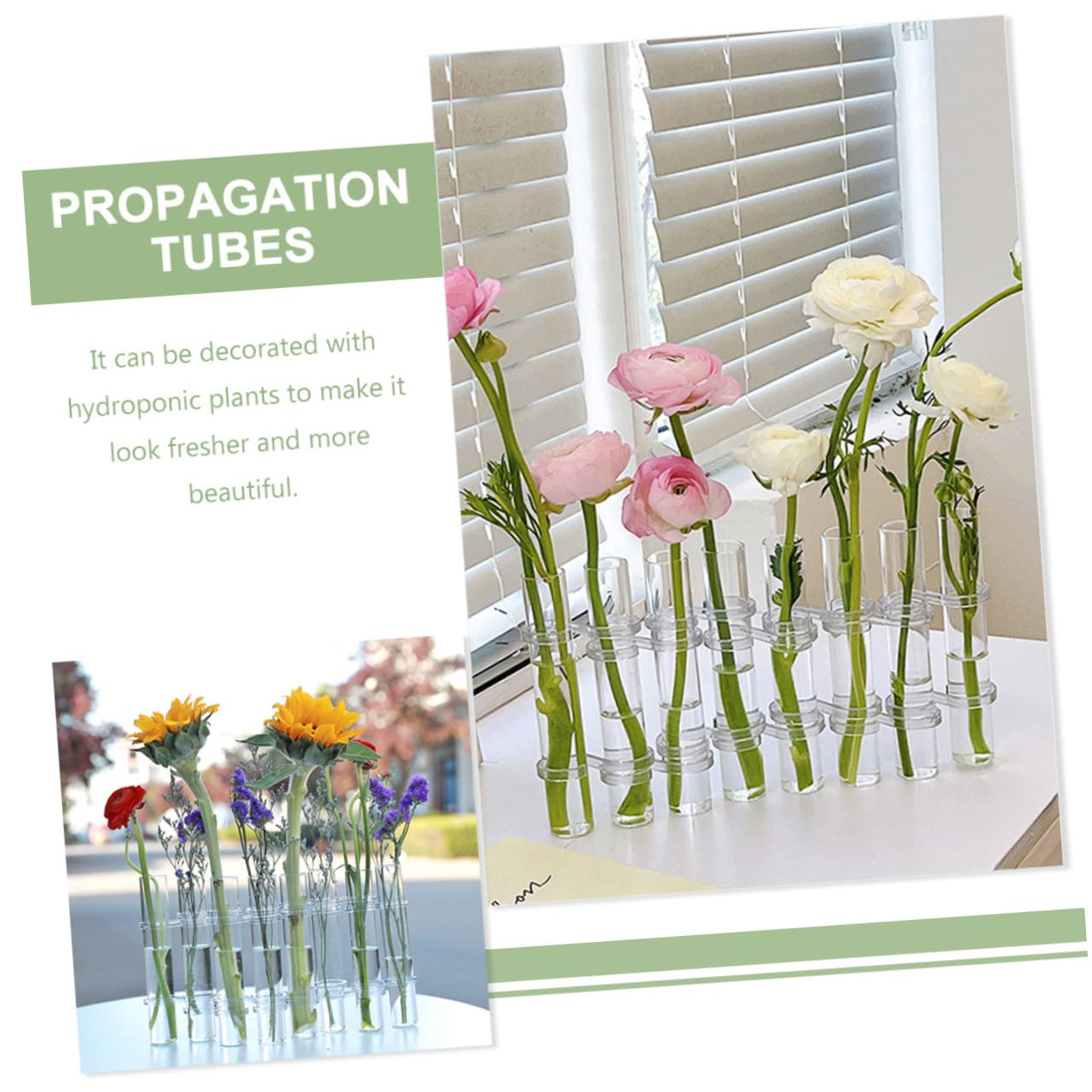 Happyyami Test Tube Glass Vase Set for Hydroponics Propagation Vases for Indoor Plants Decorative Glass Terrarium Planting Kit Home and Office Decor