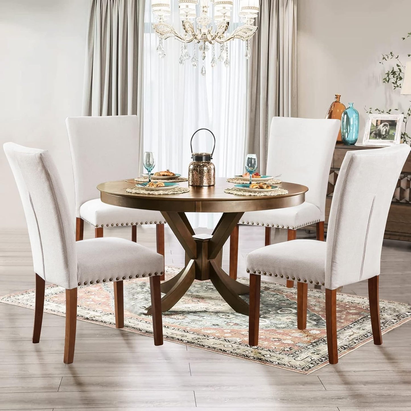 COLAMY A420-FBEI-4 Dining Chairs, Set of 2, Beige