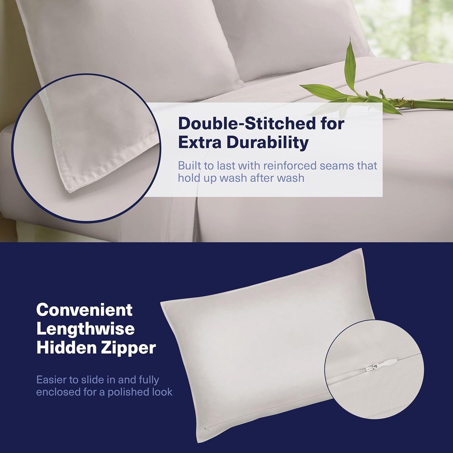 Kickoff Viscose Bamboo Sheets Twin XL Size 3-pc 100% Organic Bamboo Viscose Bed Cooling Sheets Twin XL Size Set Cool Bedding for hot Sleepers Sheet, Flat, Fitted, Pillowcase (Dove Grey, TXL)