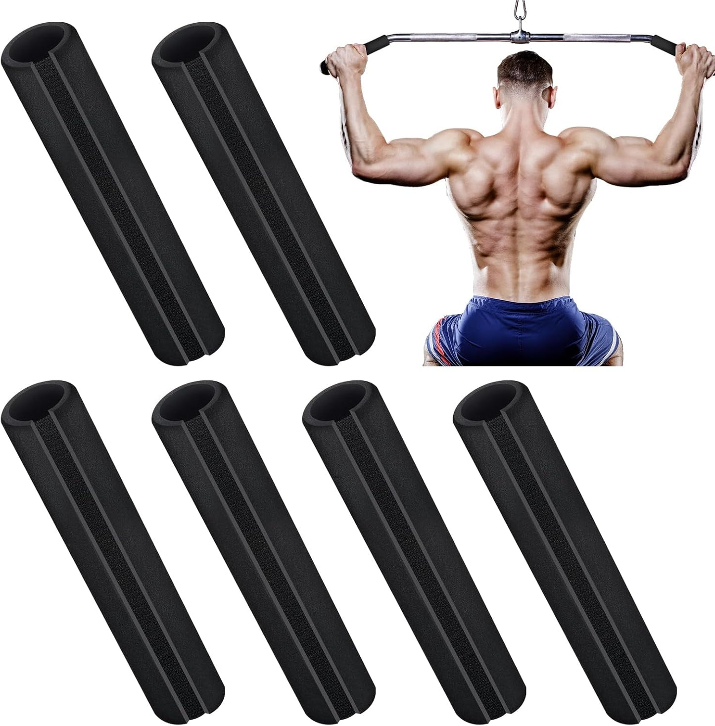 Soulchen 6 Pcs 7 Inches NBR Rubber Foam Handle Grip Anti-Slip Tubing Sleeves Soft Buffer Tube Cover Pad Handle Covers for Fitness Equipment, Tools, Garden Handles