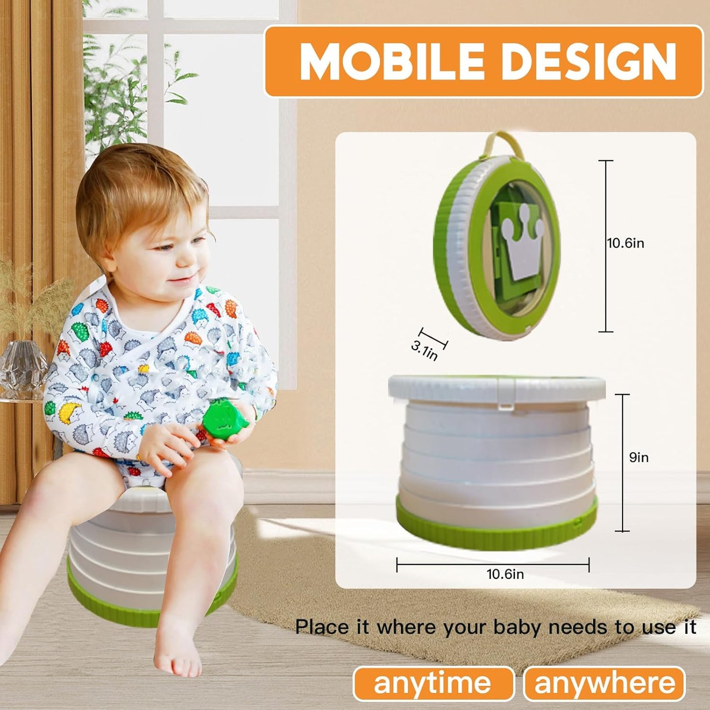 SunnySmile Portable Toilet for Kids,Portable Potty Seat for Toddler Travel,Travel Potty with Travel Bag, Applicable to Camping, Indoor/Outdoor Use, Includes 75 Replacement Bags