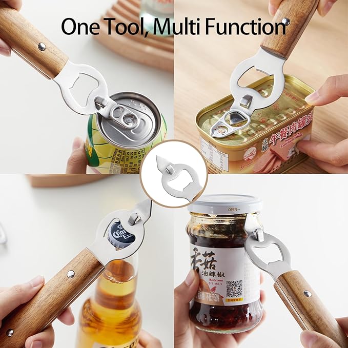 Beer Bottle Opener, Pop Top Can Opener, 2 in 1 Handheld Cap Remover and Ring Pull Tab Opener Lifter for Beer, Soda & Cans, Ideal for Camping, Kitchen, Bar Use
