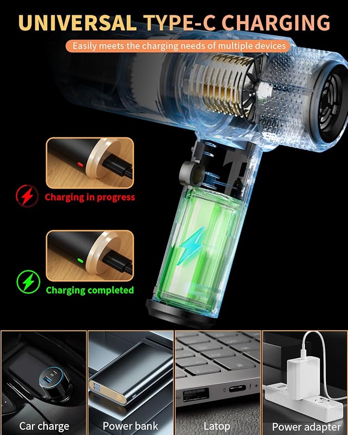 ColorCoral Mini Vacuum Cleaner Portable Cordless Keyboard Cleaner Powerful Suction Handheld Vacuum &Computer Air Duster for Office Desktop Laptop Keyboard Car and Home Cleaning