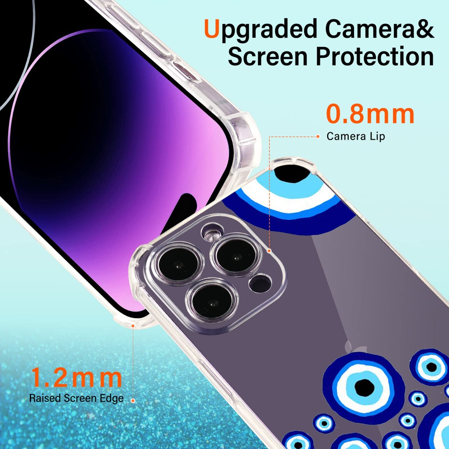 Roemary Purple Case For Iphone 13 Mini With Blue Horse Design,Watercolor Pattern With Screen Protector [Buffertech 6.6 Ft Drop I