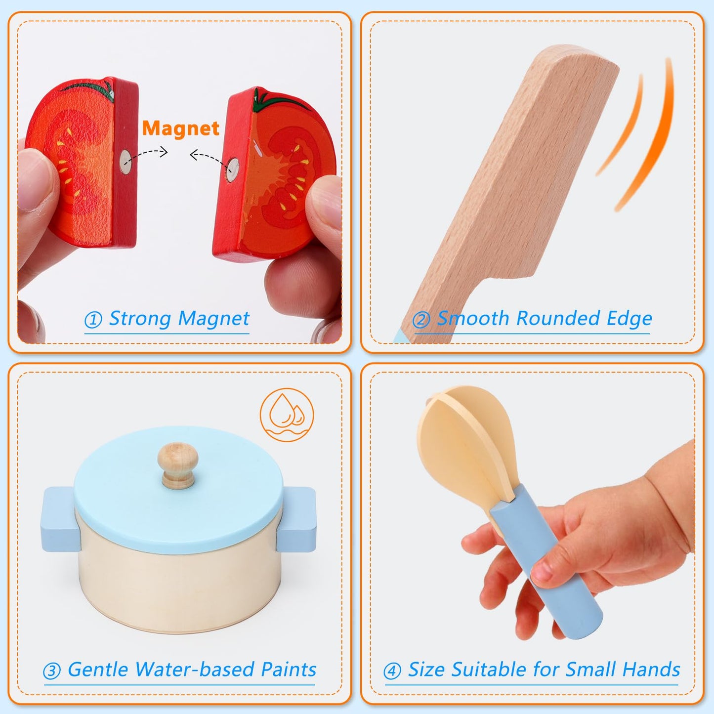 Play Kitchen Accessories, Wooden Play Cooking Set, Pretend Play Kitchen Set for Kids, Including Stove, Cookware Pots and Pans, Cooking Utensils Playset, Cutting Food Playset for Girls Boys Toddler