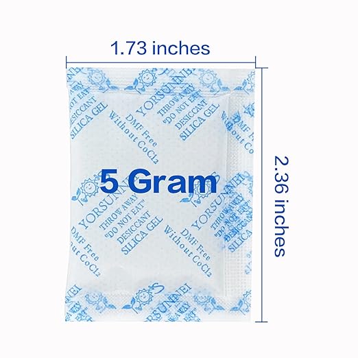 Silica Gel Packets, 5 Gram Desiccants Packs, Moisture Absorbers, Food Grade Silica Gel Desiccant for Storage, Silica Packets for Moisture Control[100 Packs]