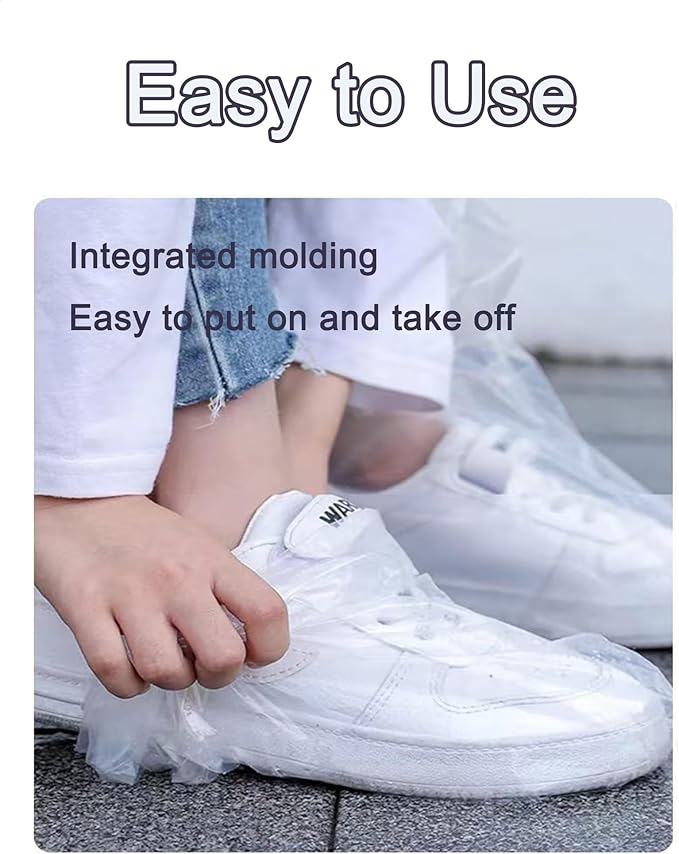 10 Pairs Disposable Shoe Covers，Plastic Waterproof Shoe Covers for rain,Non-Slip Outdoor Rain Shoe Covers for Men Women -Waterproof Boot Covers (Transparent)