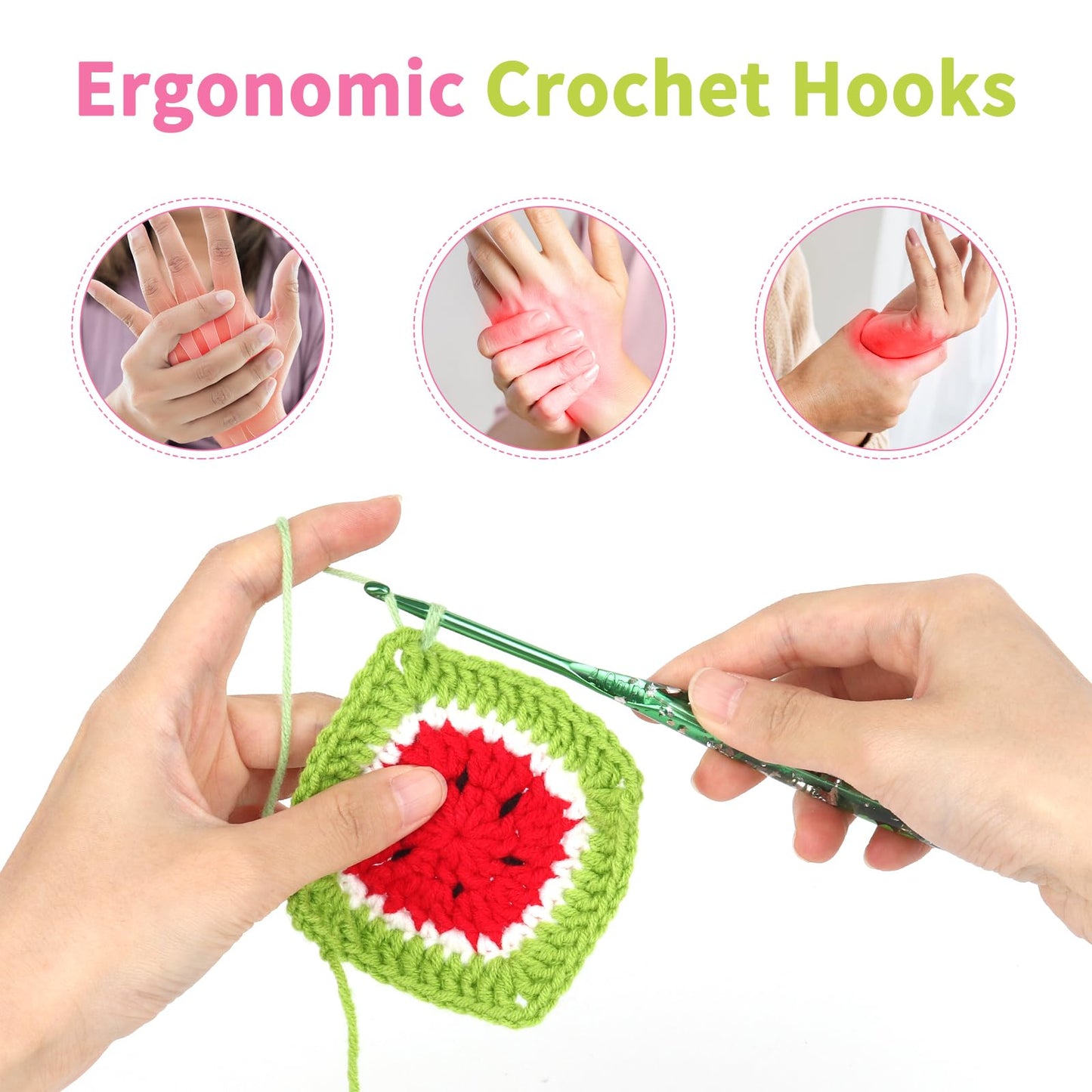 Coopay Crochet Hook Set, 5 PCS Crochet Hooks with Case (4mm, 4.5mm, 5mm, 5.5mm, 6mm), Floral Resin Grips - Beautiful & Ergonomic, Great for Crocheting Blankets, Dolls, Shawls, Hats, Scarves (G-J)