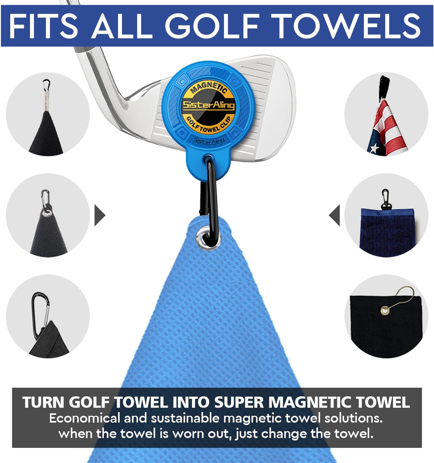 Magnetic Clip for Golf Towel,Removable Industrial Magnetic Accessories Design for Strong Hold to Golf Carts or Clubs
