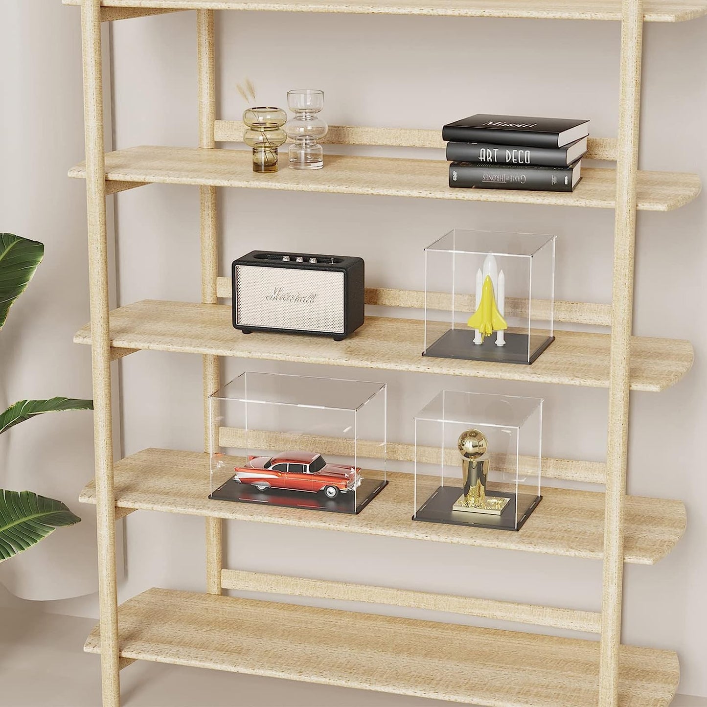Acrylic Display Case with Lid, 6 Inch Acrylic Cube Box with Black Disaply Stand, Clear Display Cases for Collectibles, Art Pieces and Toys, (6x6x6 inch)