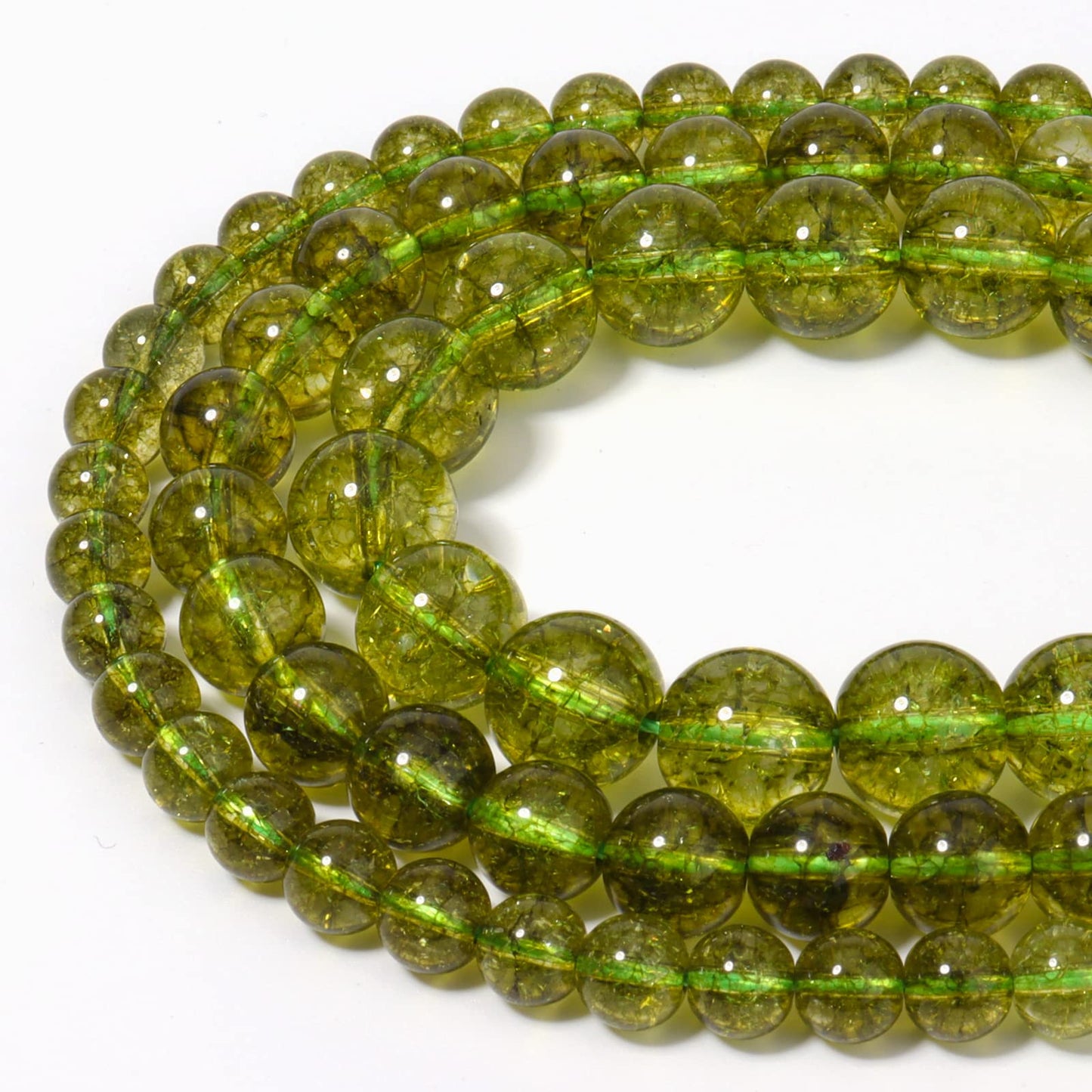 60pcs 6mm Natural Stone Beads Peridot Jade Beads Energy Crystal Healing Power Gemstone for Jewelry Making, DIY Bracelet Necklace