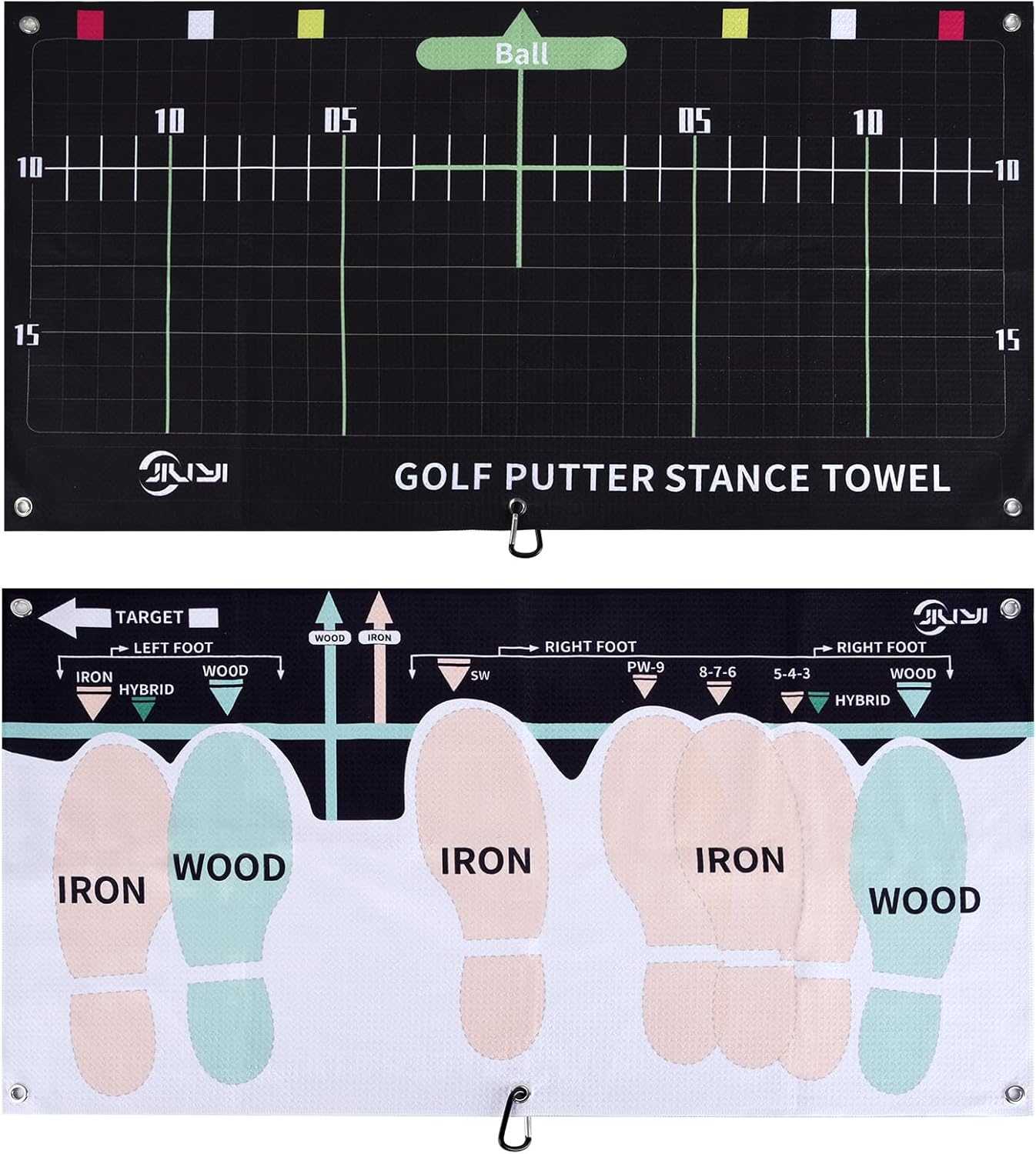 Golf Sure Stance Ball Position Trainer Towel, Microfiber Swing Trainer Towel and Golf Putter Stance Towel to Improve Your Stance - Setup Positions for All Shots and Clubs