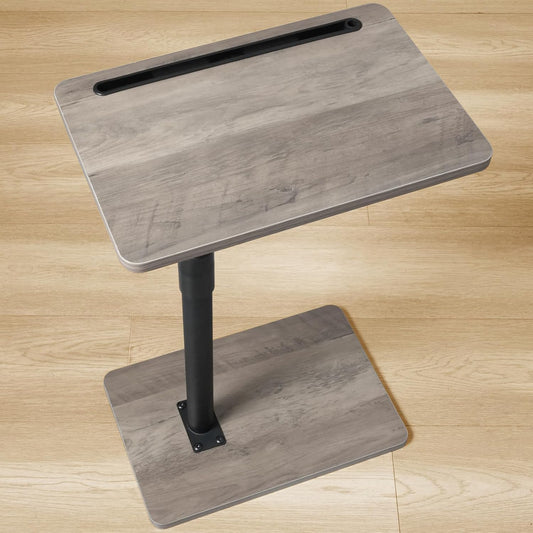 Sofa Armrest Tray Table for Couch - 360° Swivel Height Adjustable End for Small Spaces, Snack Side Table for Bed or Chair with Phone & Tablet Slot (Gray,Standard)