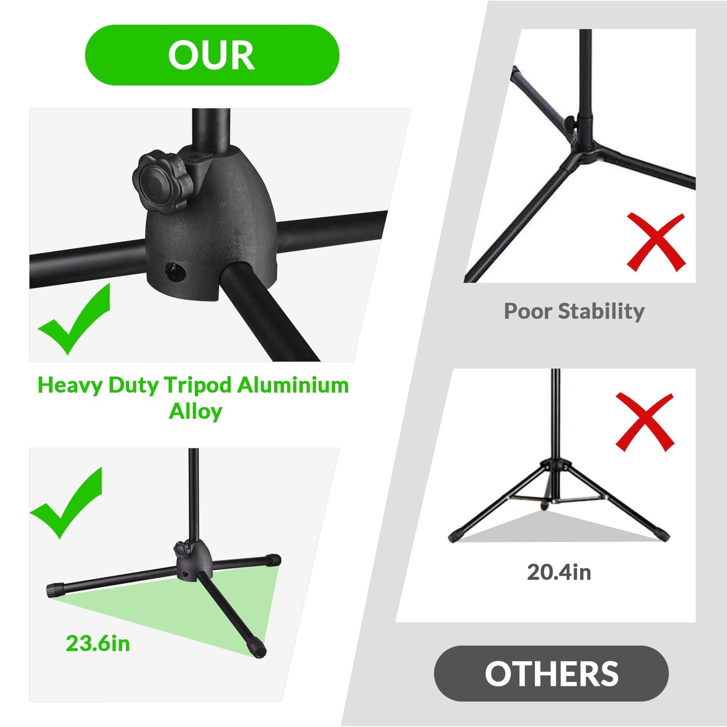 Aw 6 Packs Microphone Boom Arm Stand Dual Mic Clips Adjustable Tripod Phone Holder For Performance Singing Wedding Stage And Out