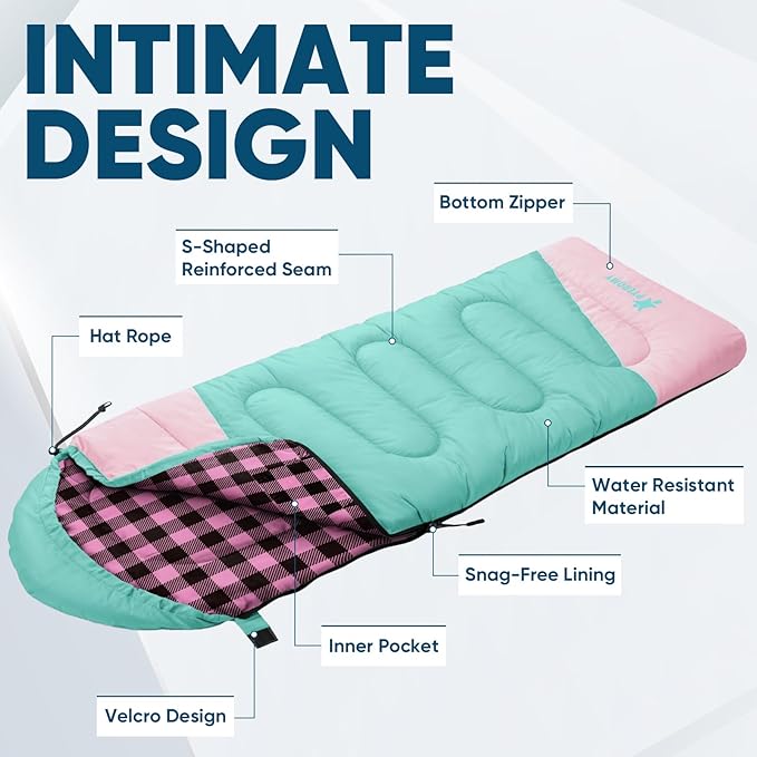 PTEROMY Sleeping Bags for Adults, Lightweight and Machine Washable, Water Resistant Backpacking Camping Sleeping Bag for Warm Cold Weather, Camping Essentials for Hiking Travel
