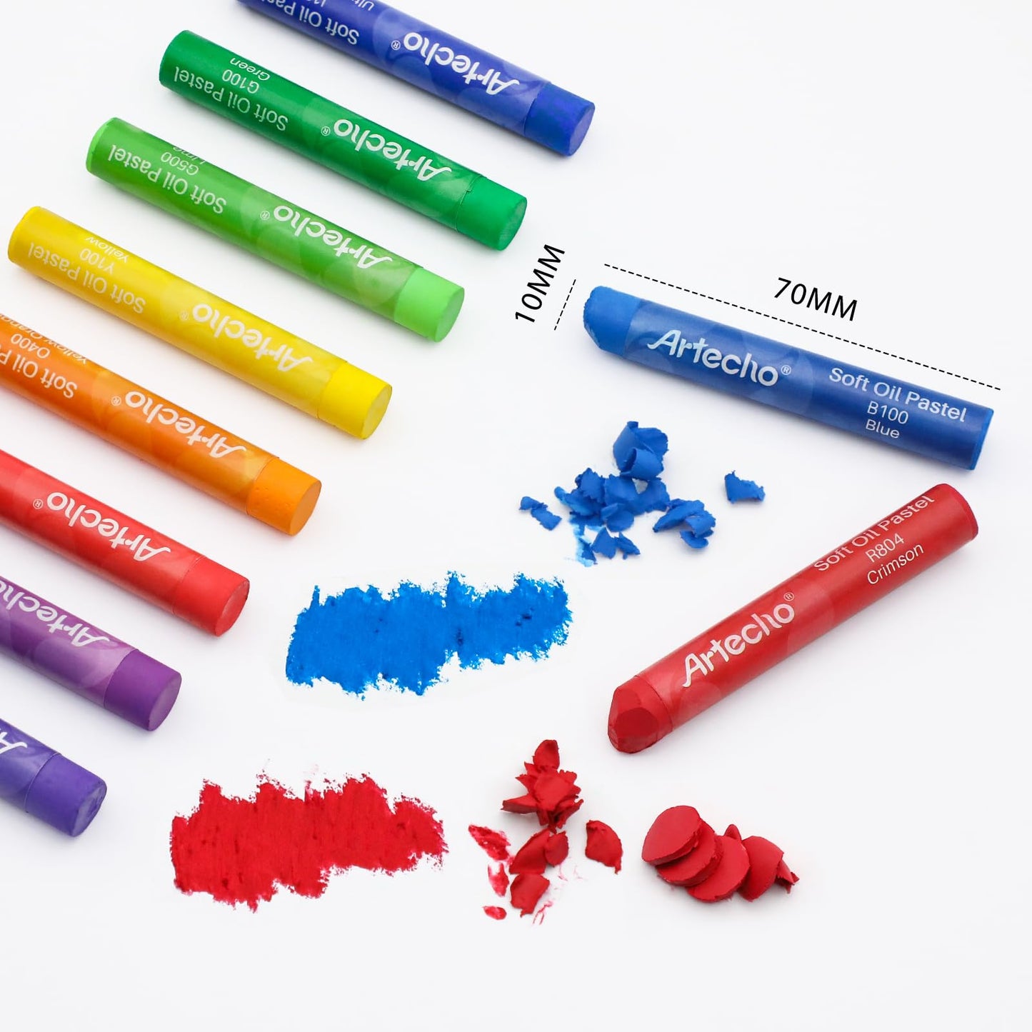 Artecho Extra Soft Oil Pastels Set – 48 Colors Artist Grade Drawing Crayons for Blending, Layering & Shading – Large 10mm Diameter Pastel Sticks for Professional Painting Art Supplies
