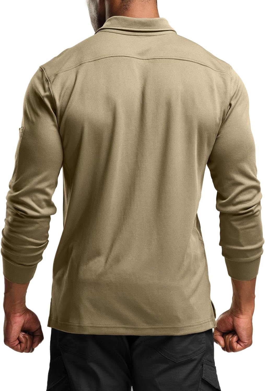 CQR Men's Polo Shirt, Long Sleeve Tactical Shirts, Outdoor UPF 50+ Pique Shirt, Dry Fit Lightweight Golf Shirts