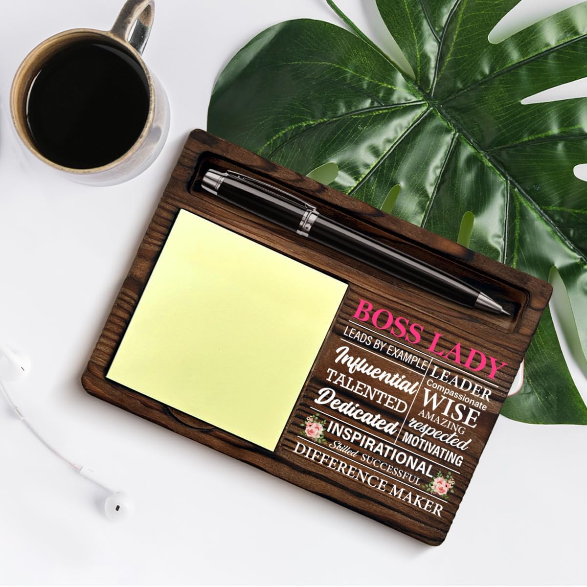 Best Boss Lady Gifts for Women, Thank You Appreciation Gift for Boss Lady Difference Maker Self-Stick Note Pad Holders Office Decor
