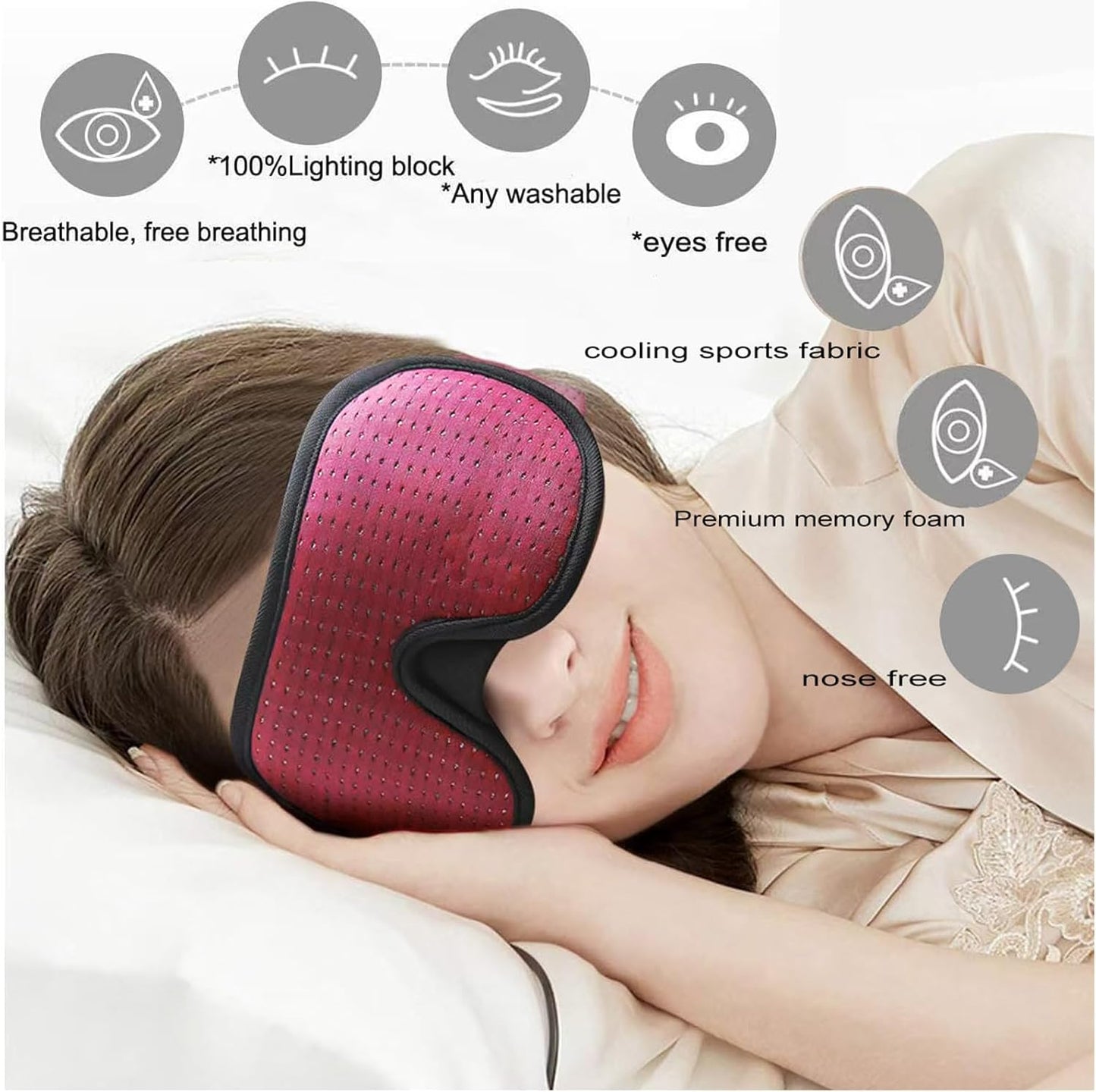 Sleep Mask for Men and Women 3D Contoured Eye Mask Patented Adjustable Light Blocking Night Mask for Sleeping (Grey)