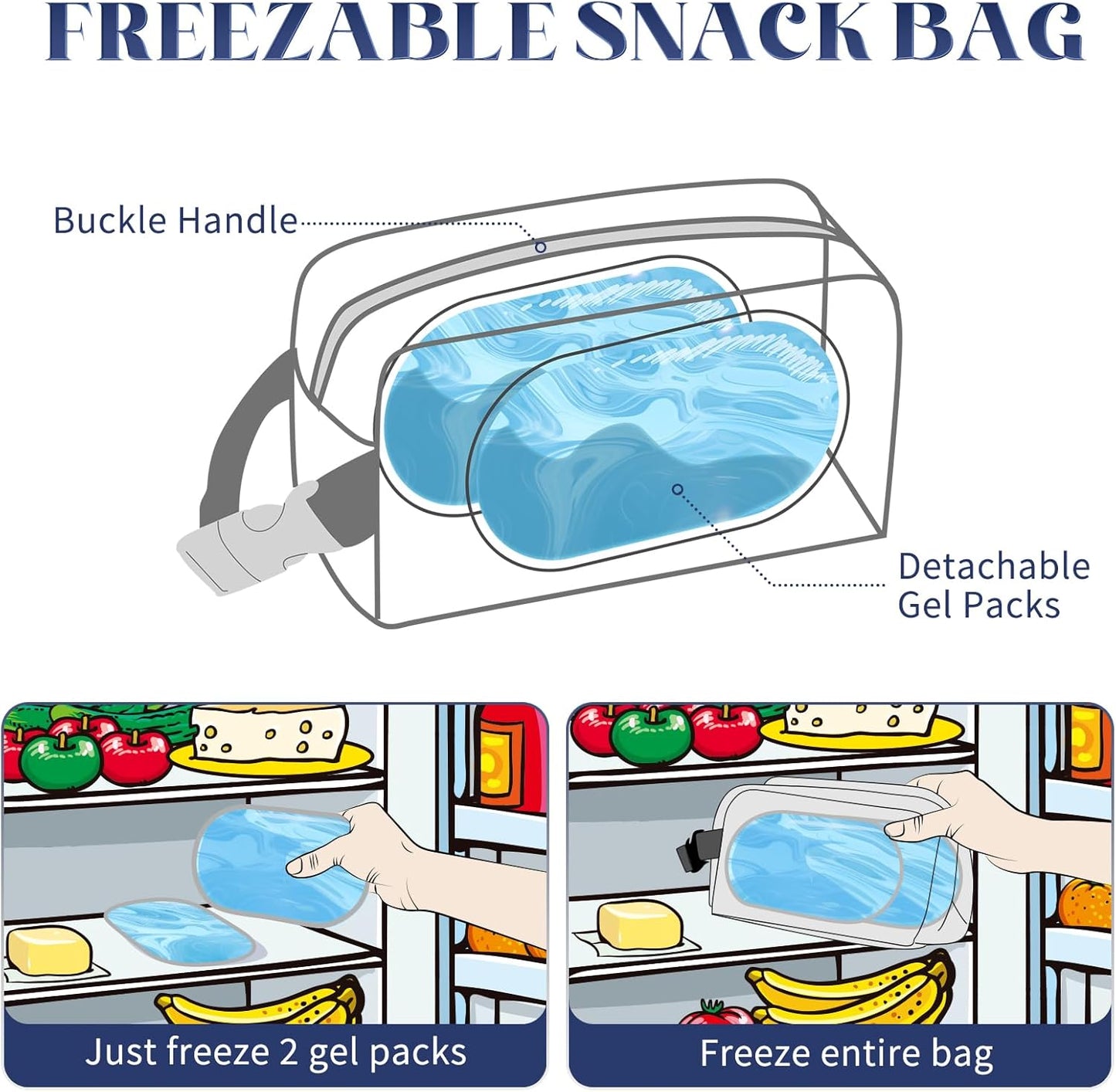 Cerbonny Small Cooler Bag Freezable Lunch Bag for Work School Travel,Small Lunch Bag,Small Insulated Bag For Adults/Kids,Freezer Lunch Bags,Mini Lunch Bag Fit For Yogurt（Navy Blue-1）
