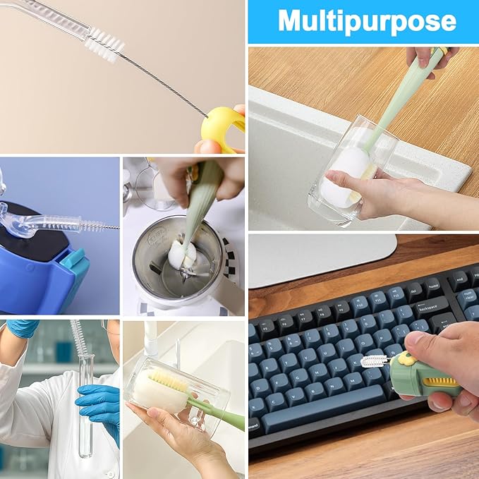 XANGNIER 5 in 1 Bottle Cleaning Brush Set,Multifunctional Water Bottle Brush and Straw Cleaner Brush,Cleaning Tool Kit for Owala/Stanley/Yeti/Simple Modern Tumbler Cup Accessories,Kitchen Gadgets