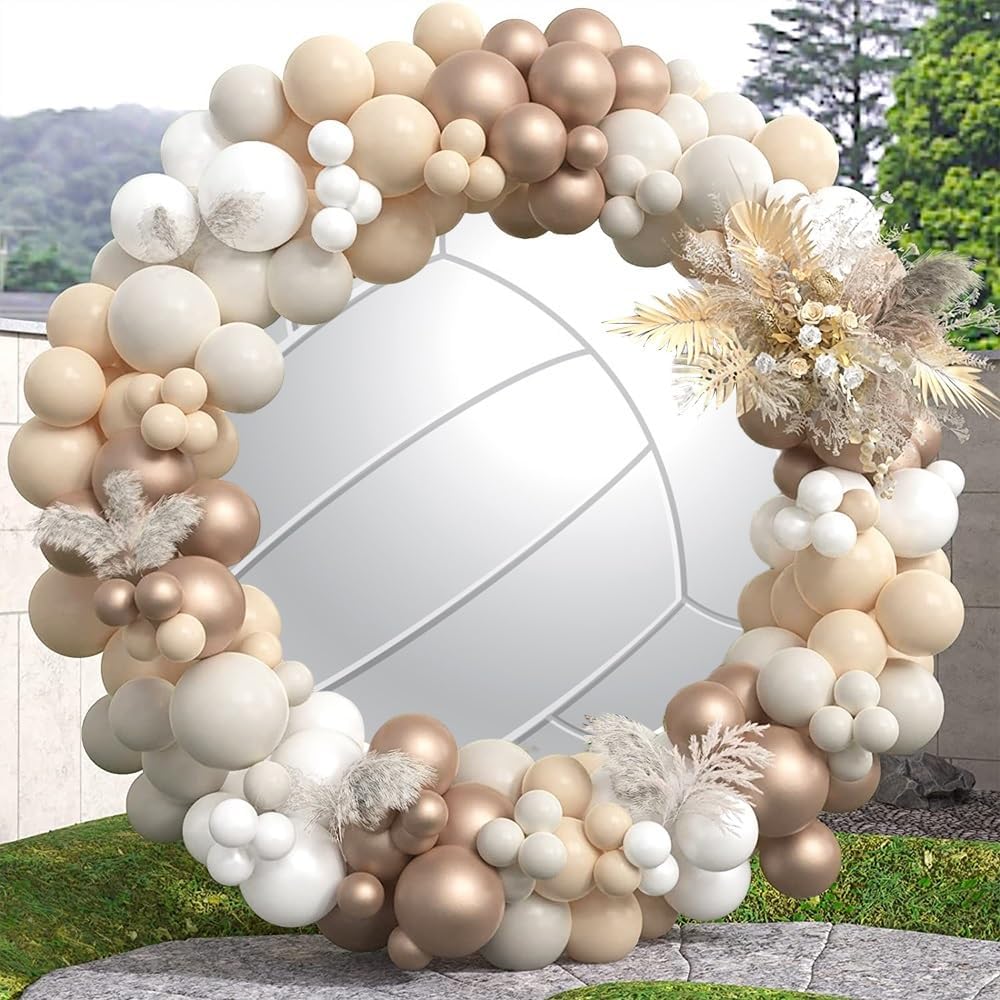 Leyiyi 6x6ft Abstract White Volleyball Round Backdrop Cover Polyester Outdoor Sports Themed Photography Background Volleyball Party Photo Backdrop Boys Girls Birthday Party Deecorations Banner