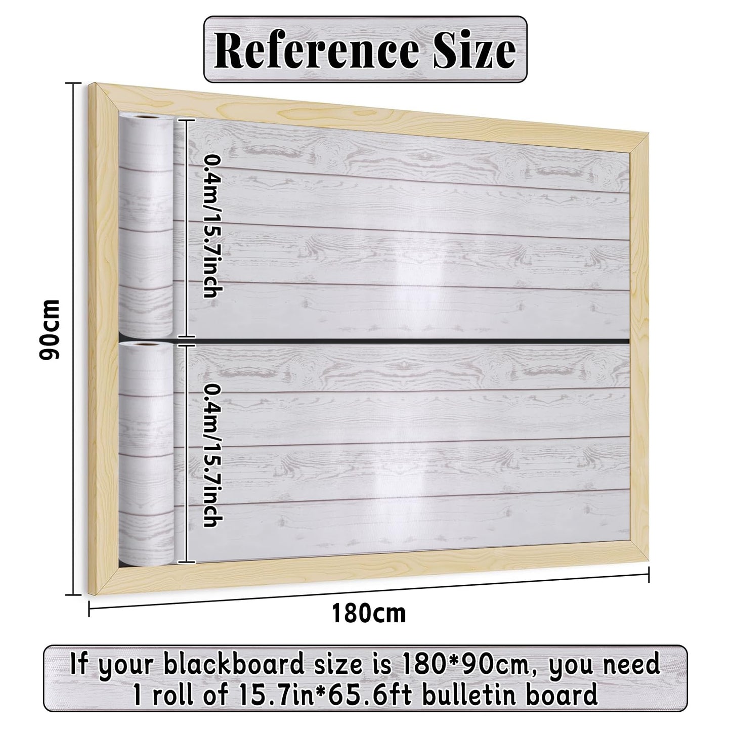 White Wood Bulletin Board Roll Reusable Waterproof Erasable White Wood Non-Woven Fabric Bulletin Board Roll Wooden Poster for Teacher Classroom Decors Wrap Crafts 15.7"×65.6ft