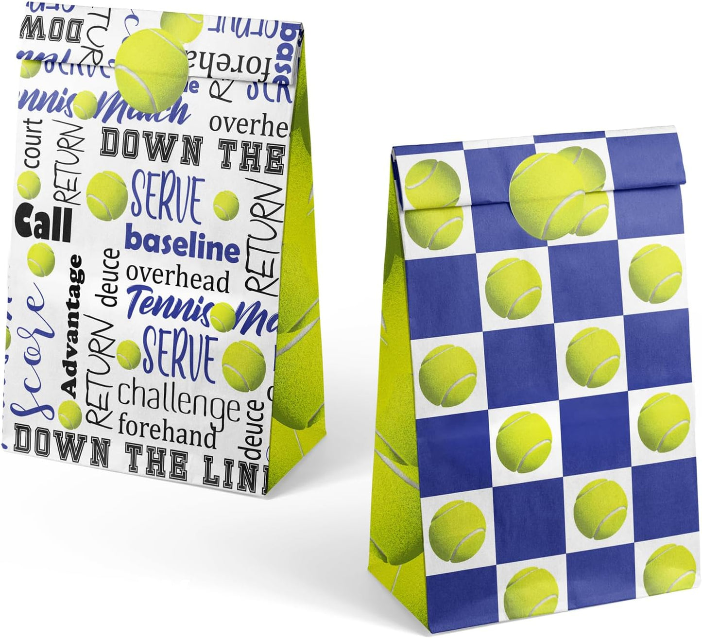 Tennis Party Favor Bags for Kids – 24 Pcs Tennis Gift Bags with 5 Designs, Paper Goodie Bags for Sports Theme Birthday Party Decorations and Supplies
