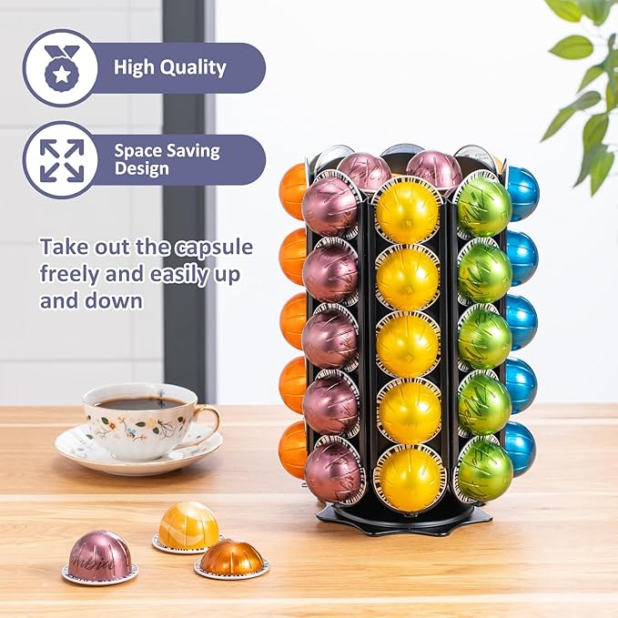 Rice rat Pods Holder Capsules with Central Extra Pod Storage (Carousel-40+ Pods)
