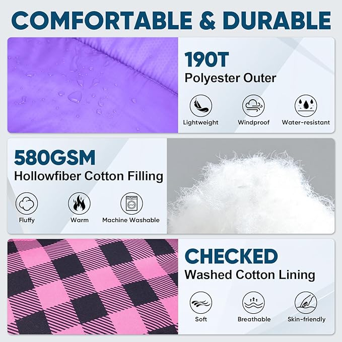 PTEROMY Sleeping Bags for Adults, Lightweight and Machine Washable, Water Resistant Backpacking Camping Sleeping Bag for Warm Cold Weather, Camping Essentials for Hiking Travel