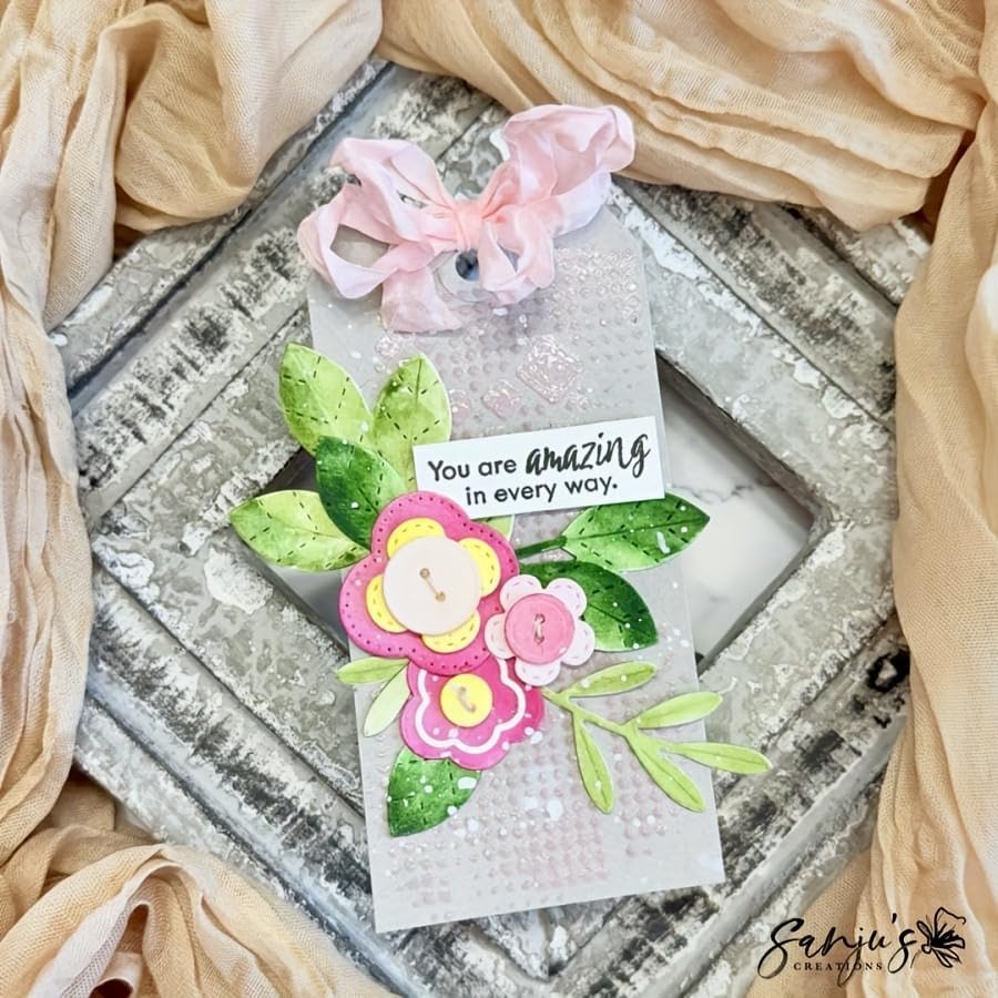 Flowers Metal Cutting Die for Scrapbooking - Cut Stencils for DIY Scrapbook Photo Album Decorative Paper Card, Card Making Supplies, Stencils & Crafting Die Cut (Happy Flower 6.4 x 4.1 in)