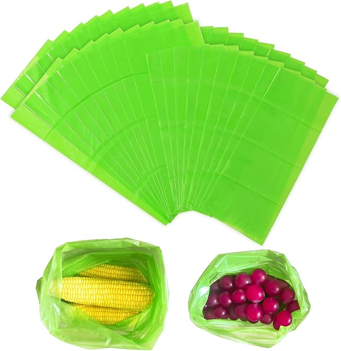 Green Fresh Bags, Keep it Fresh Produce Bags Reusable Green Fresh Bags Keeps Fruits, Vegetables and Cut Flowers, Fresh Longer, BPA-Free (20 Pack)