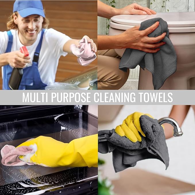 Glass Cleaner Spray - Foam Action Cleaner - 19 Fl Oz, (8 Pack) - Bundle With 1 Premium Microfiber Cleaning Cloth Roll Towel Rags