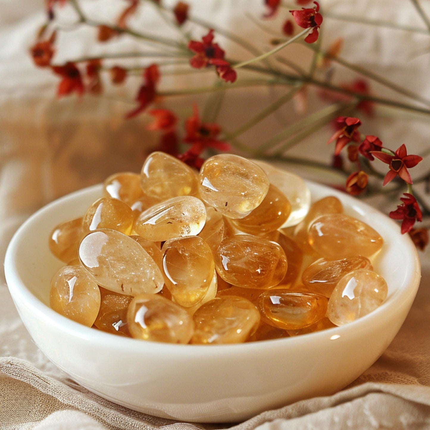 SigMntun Premium Brazilian Citrine Crystal Chips Set, 128 Pcs 0.4" inches - Handpicked Tumbled Stones and Crystals Bulk for Healing, Reiki, Meditation, Witchcraft and Home Decor