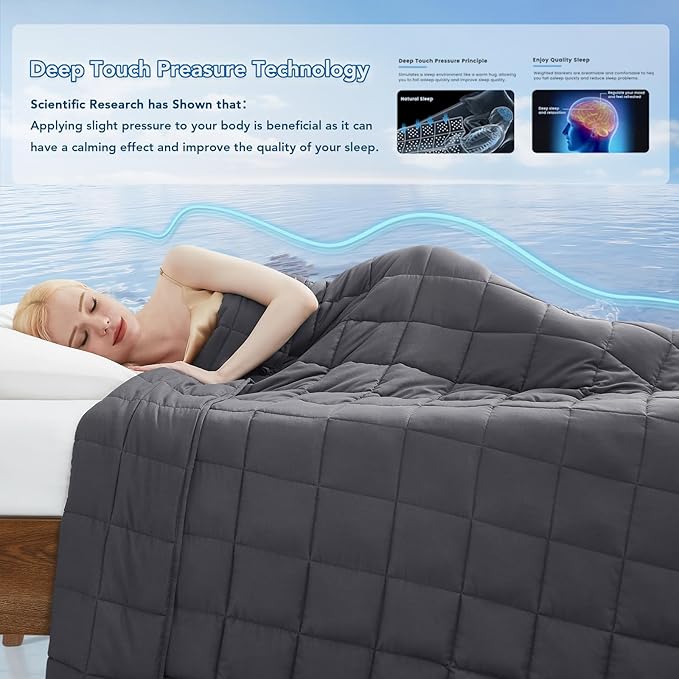 Topcee Weighted Blanket for Adults (15 lbs, 60" x 80") Queen Size Soft Cooling Heavy Blanket Sleeping, Apply to 130-160 lbs Body, Thick Breathable Blanket with Glass Bead, Easy Care