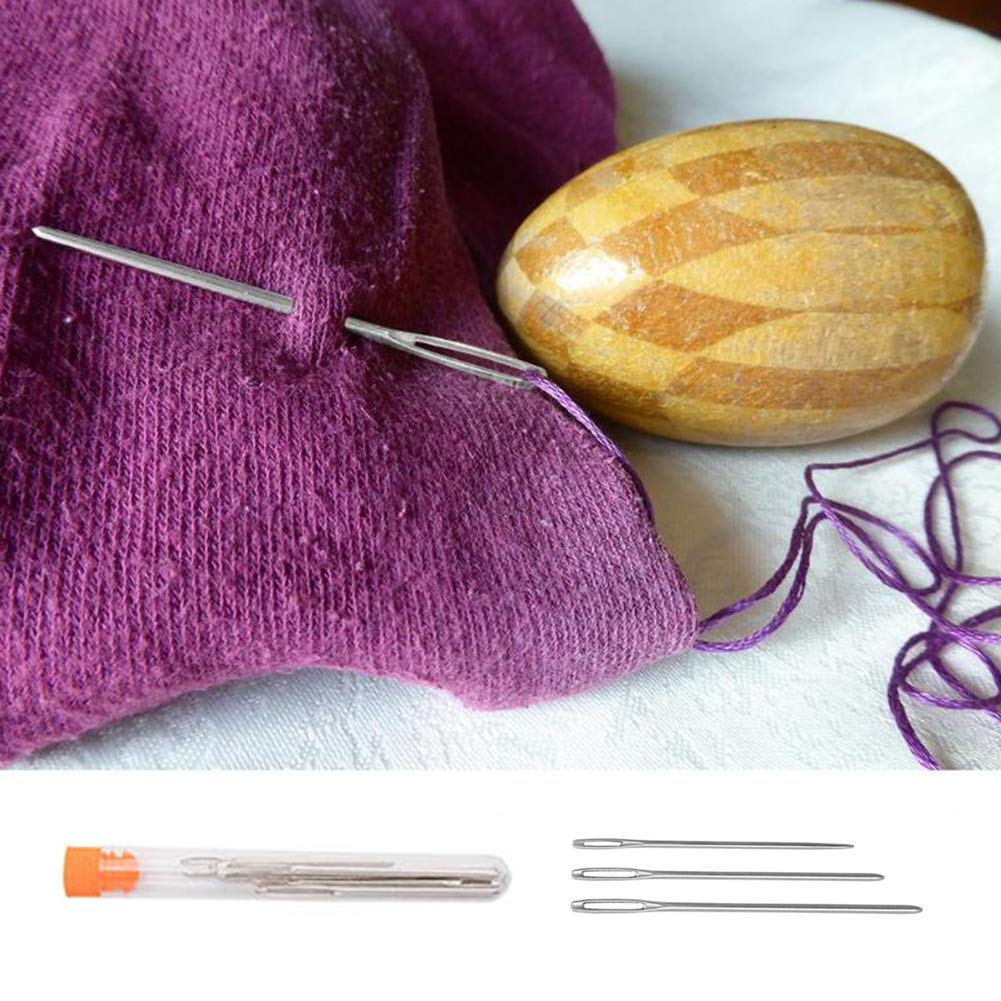 Knitting Needle Set, BCMRUN 22PCS 2mm(B)-8mm(L) Straight Single Pointed Stainless Steel Sweater Needles Set(11Pair-11 Size,9.8 inch) with Locking Stitch Makers Large-Eye Needles Measure Tape (25CM)
