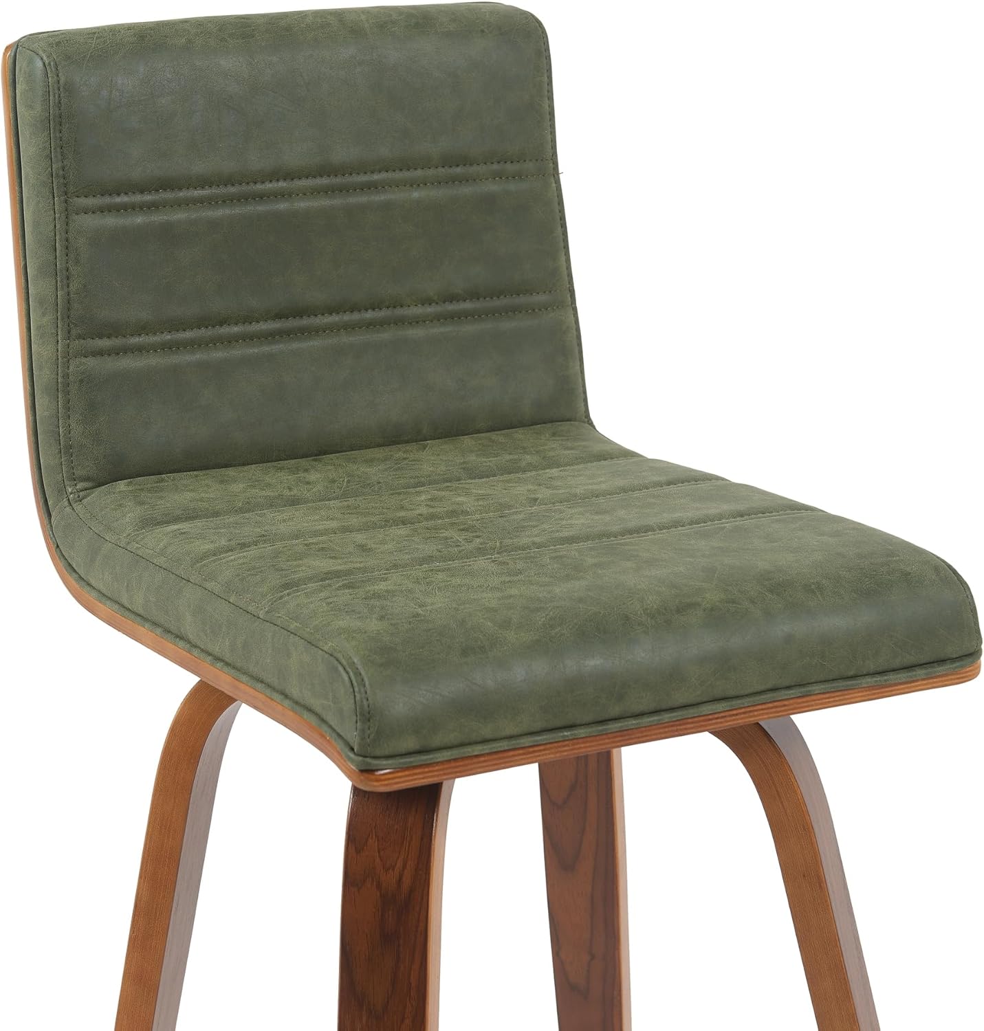 Vienna Modern Counter Height Swivel Bar Stool with Vintage Green Upholstered Seat and Walnut Finished Wood Frame Set of 2