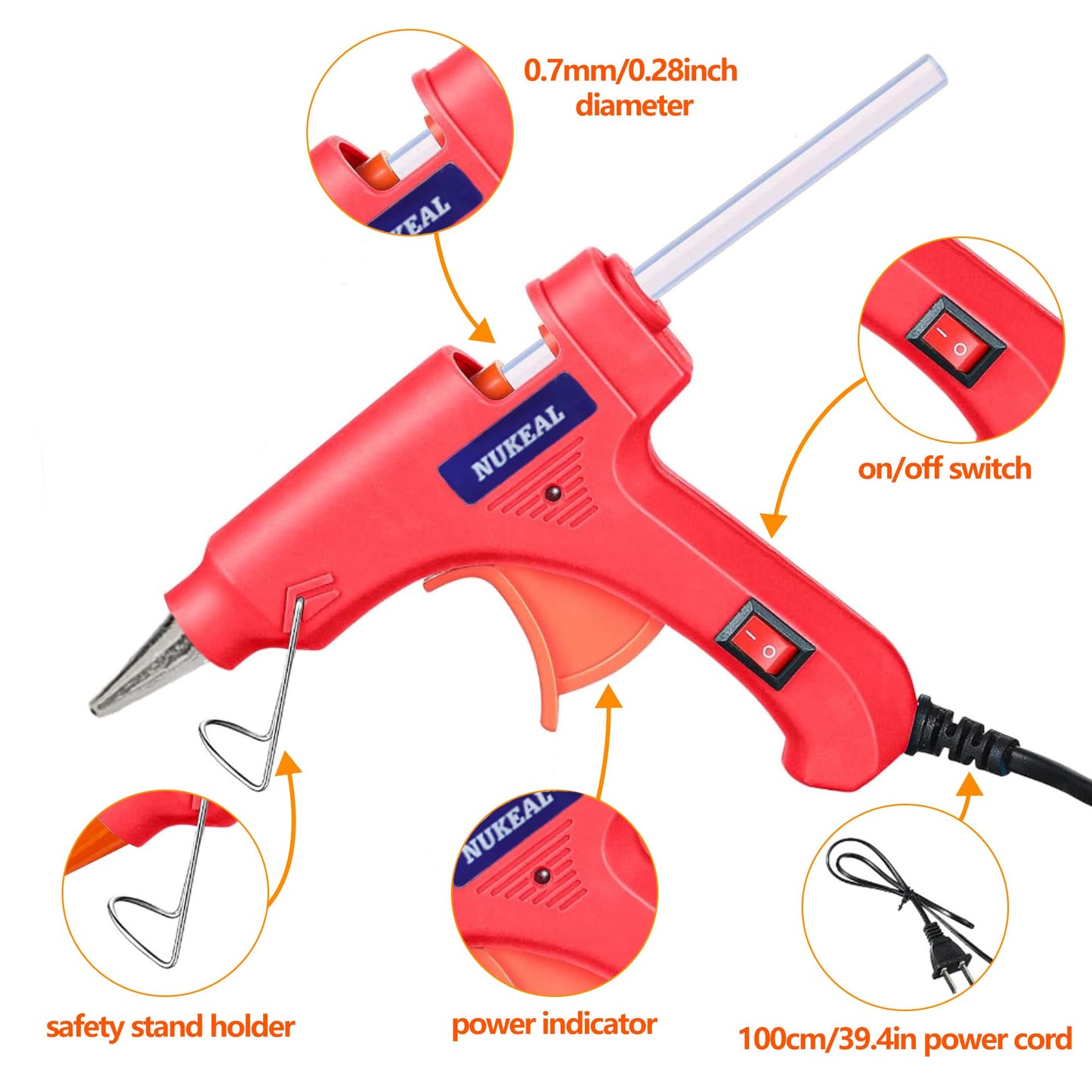 Mini Hot Glue Gun Kit 12 Pieces, Hot Melt Glue Guns for Kids School Craft Project DIY Arts and Home Quick Repairs, 20 Watts, 6 Colors (Navy Blue, White, Green, Orange, Red, Sky Blue)