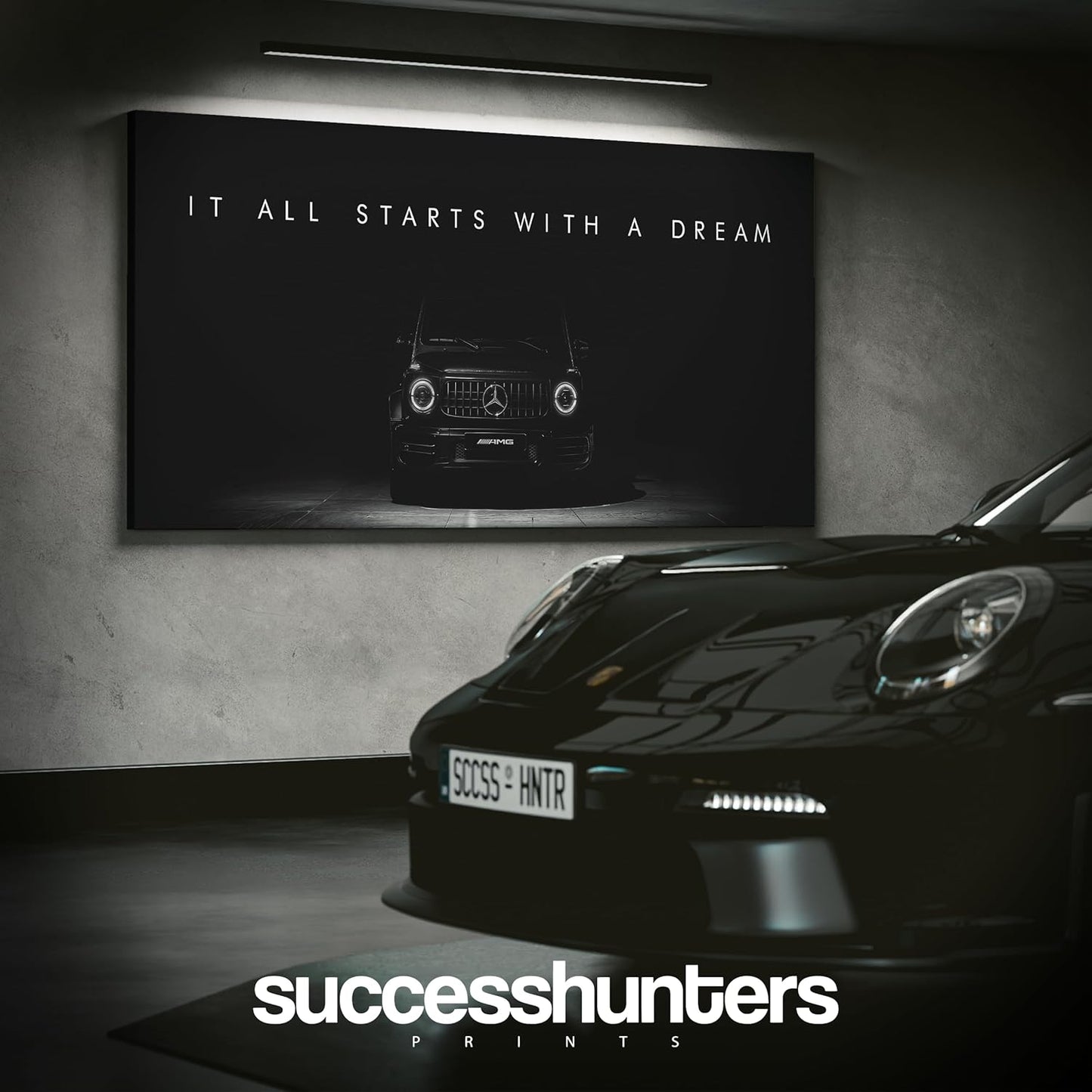 Motivational Wall Art for Office, Super Car Art Canvas, Inspirational Automotive Decor for Mercedes Benz G Class Sportscar Lovers, Motivational Wall Decor for Office and Home Car Poster (30" x 60" in)