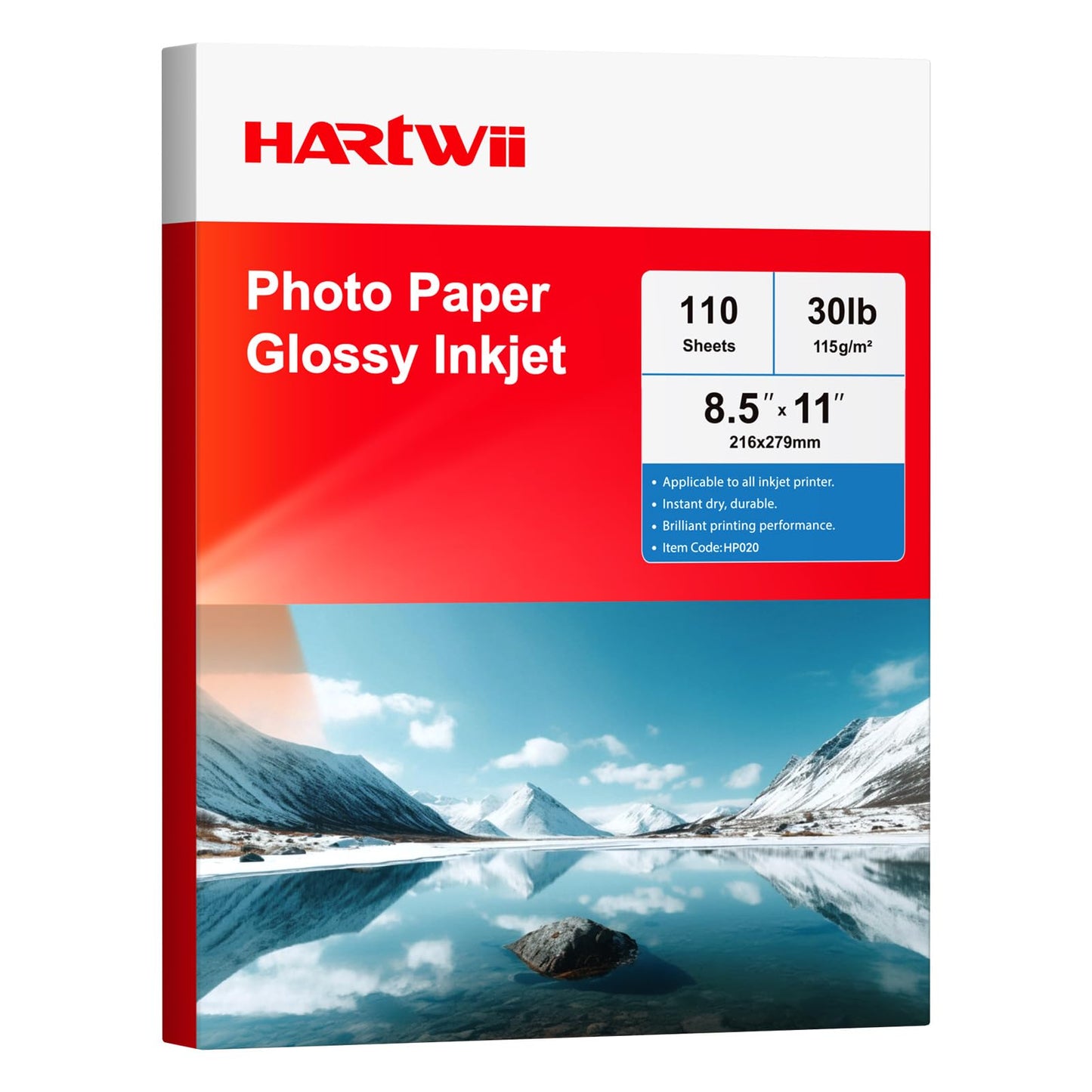 HARTWII Thin Glossy Inkjet Paper 8.5x11 Inches, 110 Sheets brochure paper, 115gsm Photo Paper for Inkjet Printer with Dye Ink for Custom Chip Bag Party Favors