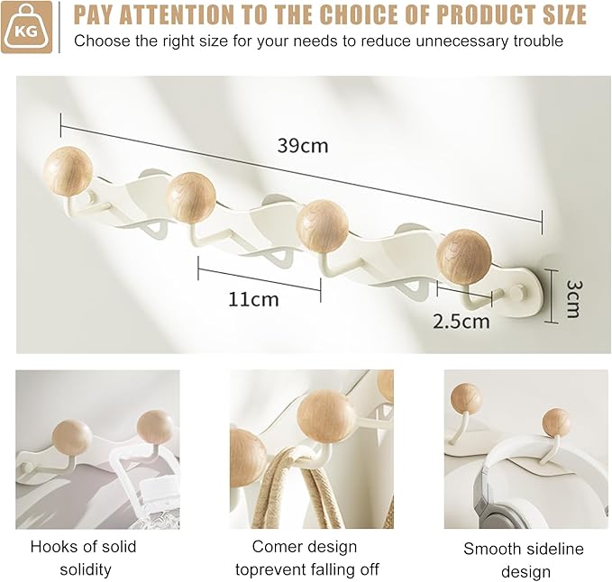 Coat Hooks for Wall, Key Holder Wall Mount, Coat Rack Wall Mount, Wall Hooks for Coats, Hooks for Hanging Hat Towel Purse Robes Mudroom Bathroom Entryway, Beige