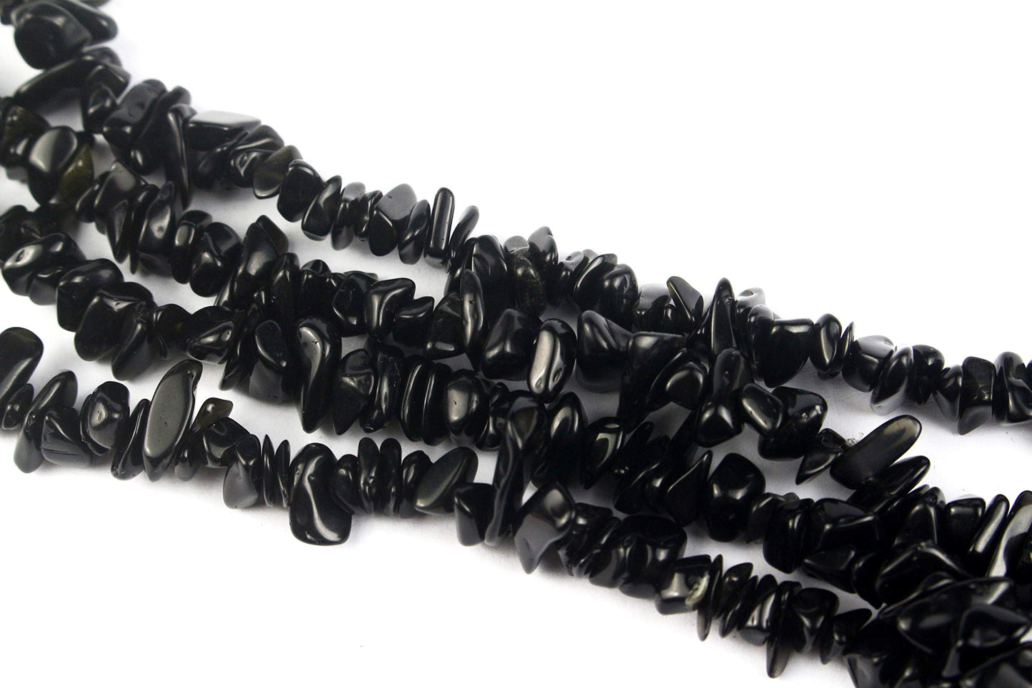31 inches Chip Stone Loose Gemstones Beads Drilled Strand for Jewelry Making (Black Obsidian)