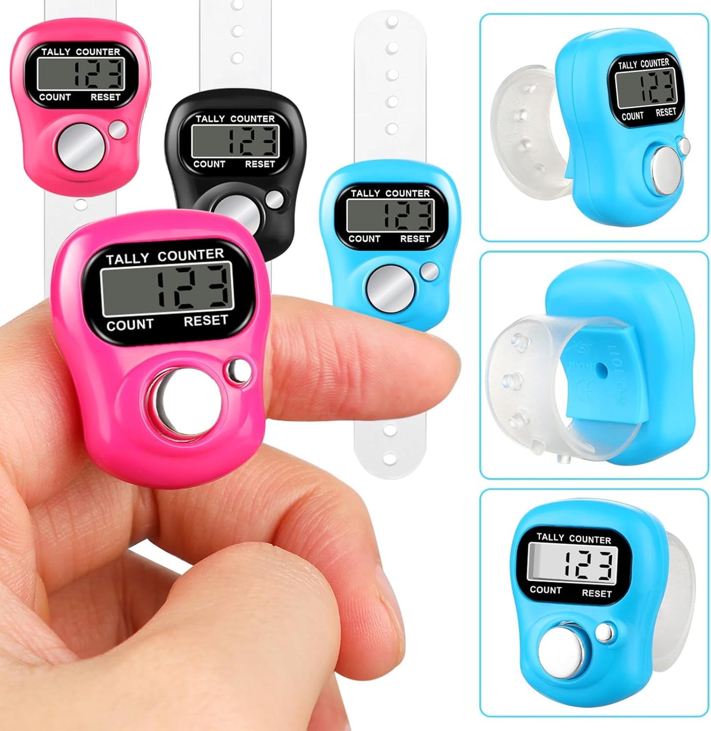 Electronic Finger Counter, Electronic Digital Display, Hand Tally Clicker Counter, Digital Handheld Tally Counter for Counting Numbers Knitting Coaching Golf Lap Fishing School Sports Event