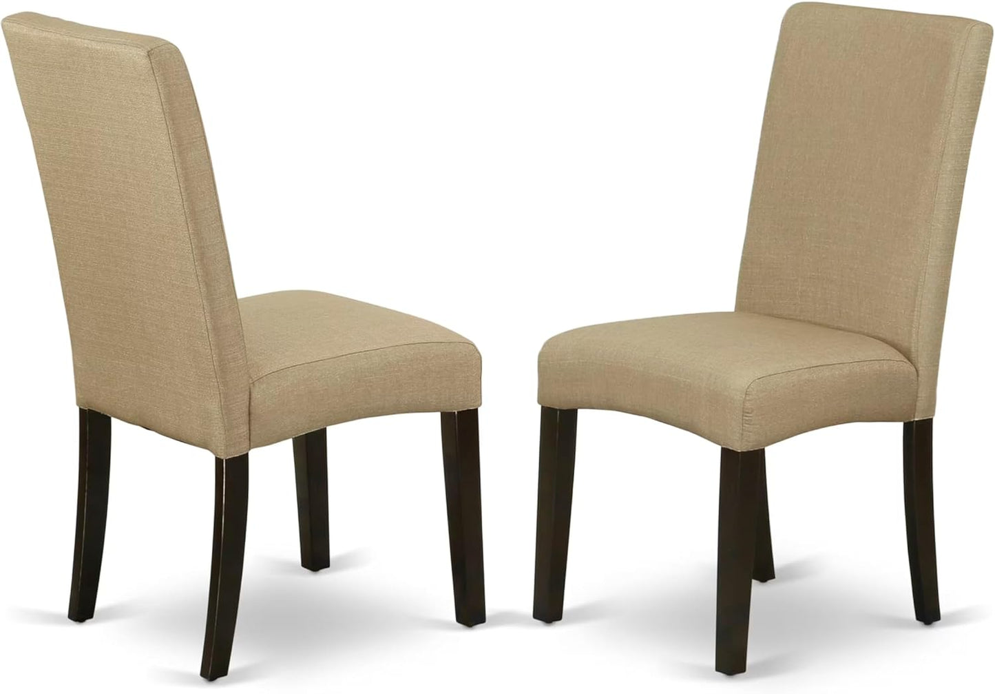 East West Furniture ANDR3-CAP-03 3 Piece Dining Room Table Set Contains a Round Kitchen Table with Pedestal and 2 Brown Linen Fabric Parsons Dining Chairs, 36x36 Inch, Cappuccino