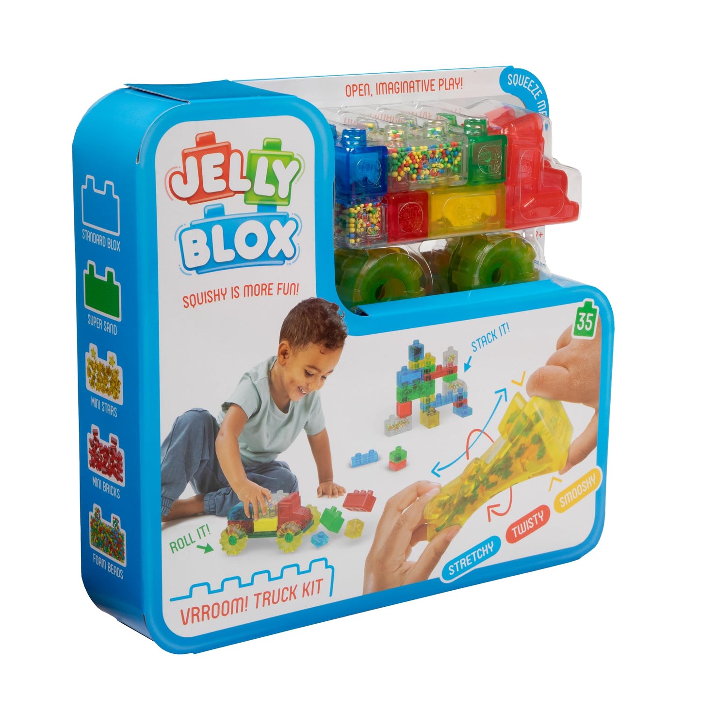 Goliath Jelly Blox Vrroom! Truck Kit | Includes 35 Blocks | Toddler & Preschool Building Blocks Kids Can Squeeze, Stretch, Squish | MESH ACCREDITED | Safety Tested Ouch-Free | Sensory Play Toy Ages 2+
