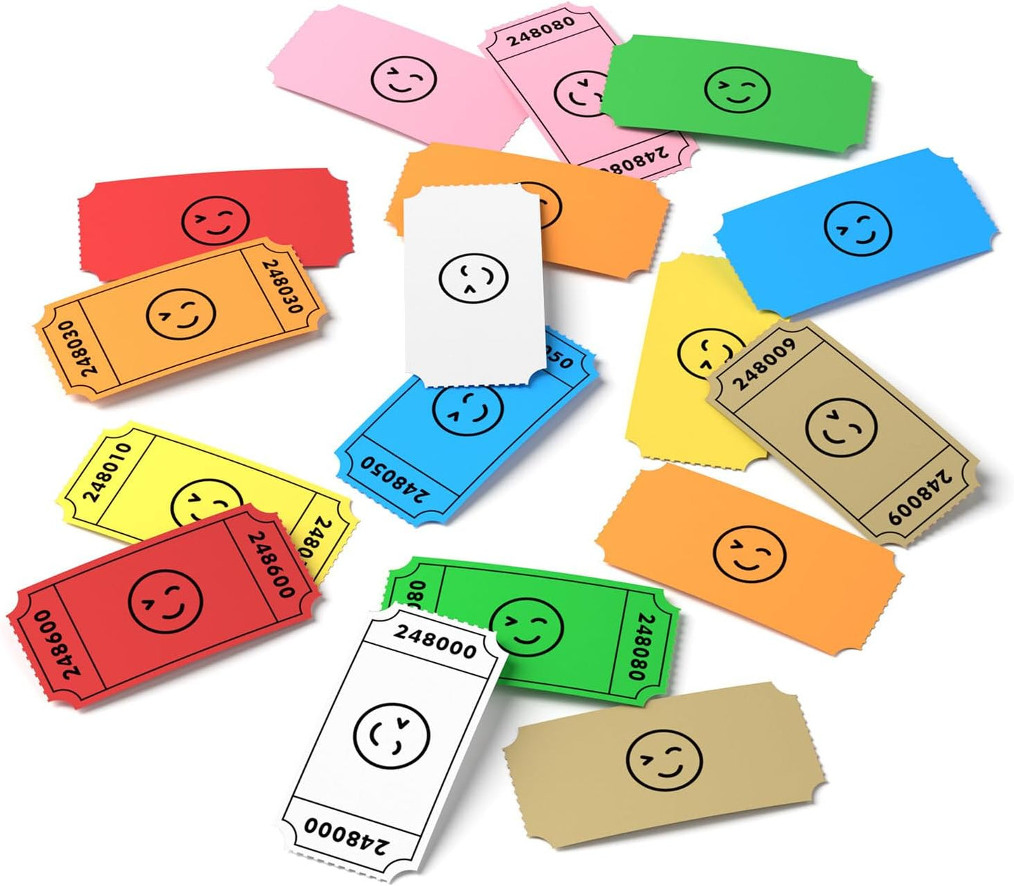 Methdic 1000 Smile Raffle Tickets Red, Single Roll, Ticket for Events, Entry, Class Reward, Fundraiser & Prizes