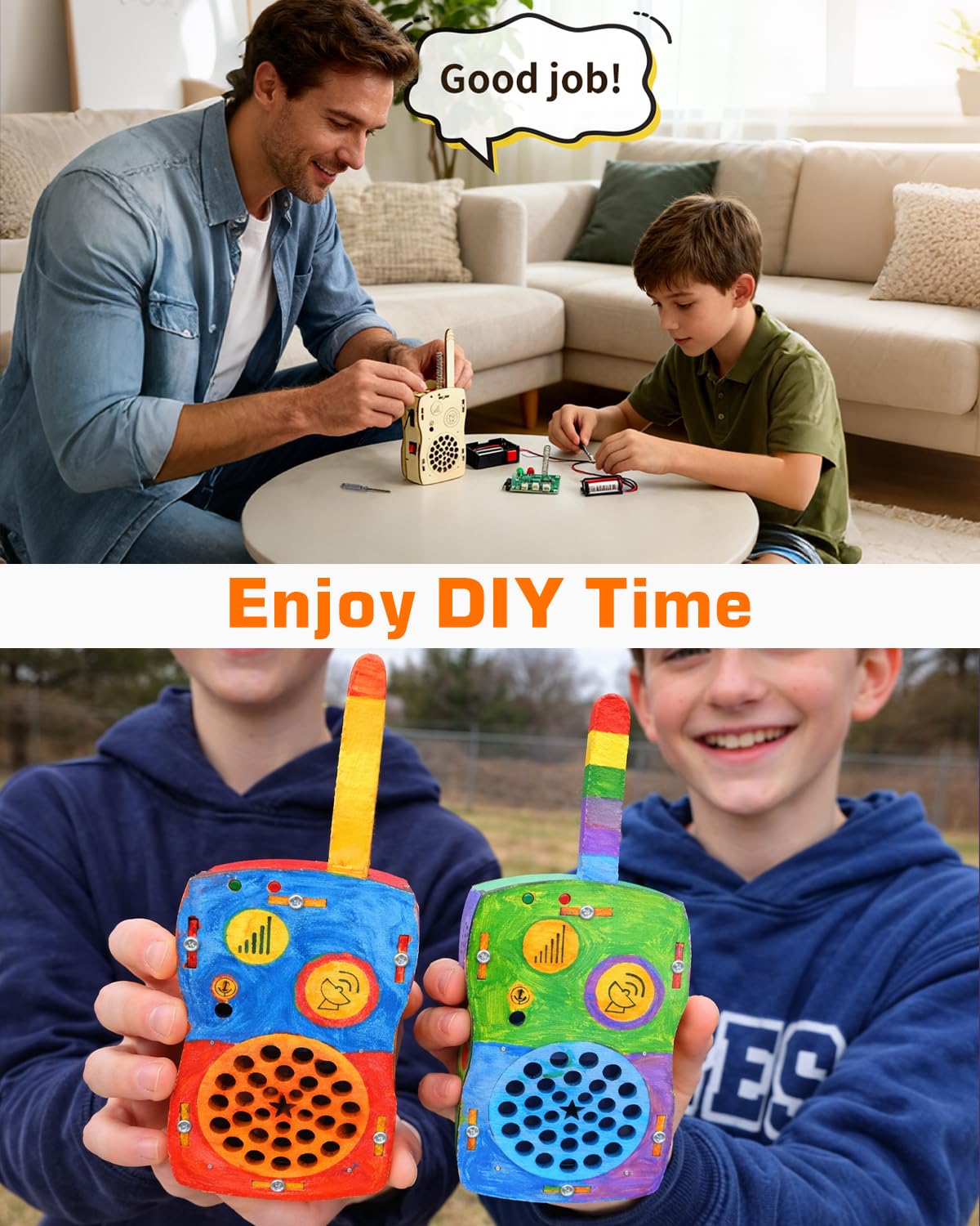 STEM Science Kits Toys DIY Walkie Talkie Kit for Kids Age 8-14, Science Project Electronics Kit Educational Building Toy Gifts for Boys Girls Kids Teen Ages 8-10 10-12