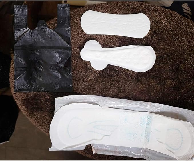 Sanitary Napkin Disposal Bags, 200 PCS Personal Disposal Bags For Women Trash Bags With Handle For Feminine Hygiene Product - Black
