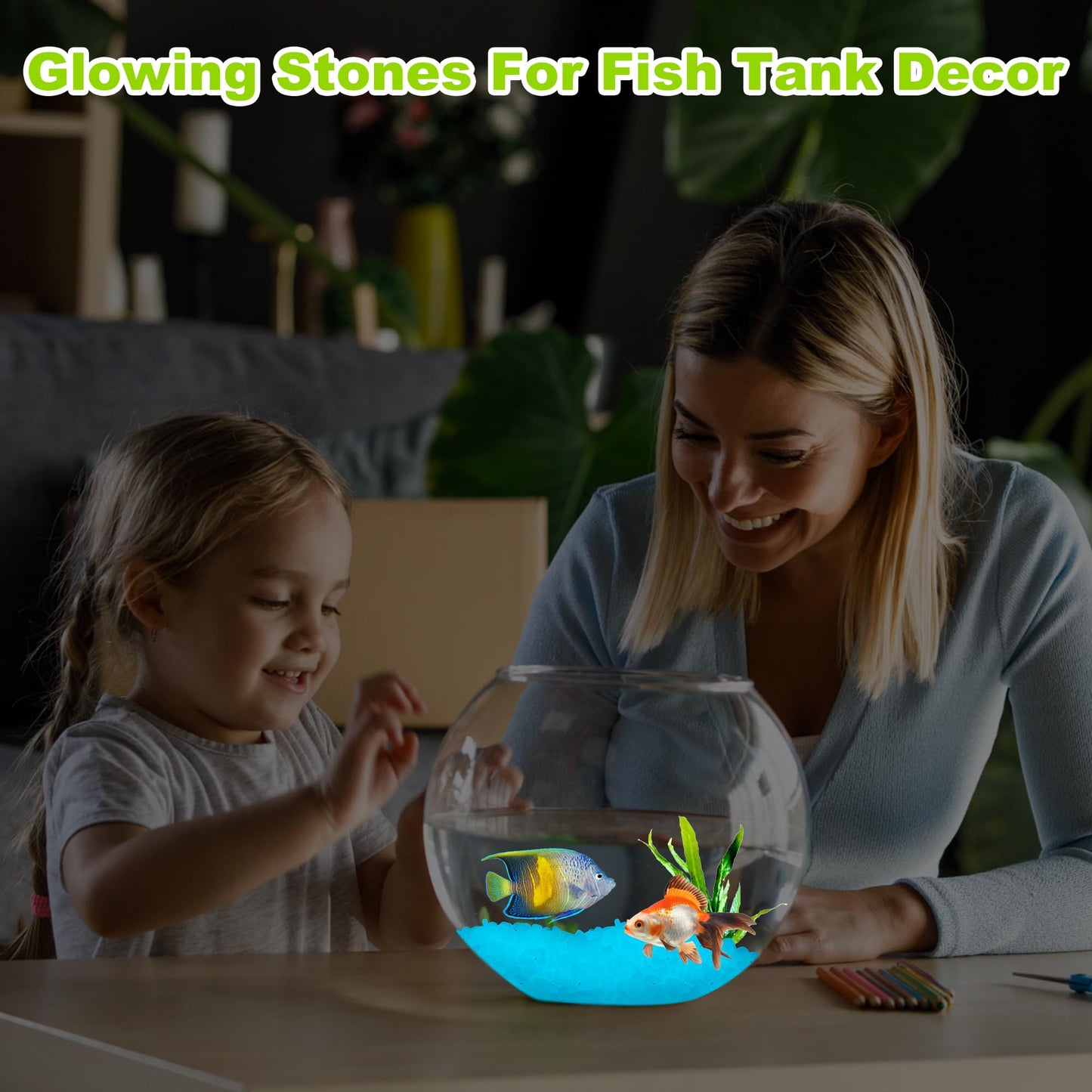 6000pcs 5-8mm Bule Luminous Stones Glow in The Dark Garden Pebbles Stones Glow in The Dark Rocks Outdoor Glow Pebbles Aquarium Rocks for Garden Path Walkway Yard Fish Tank Plant Pots